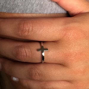 Sterling Silver 925 Sideway Cross Ring Jewelry Sterling